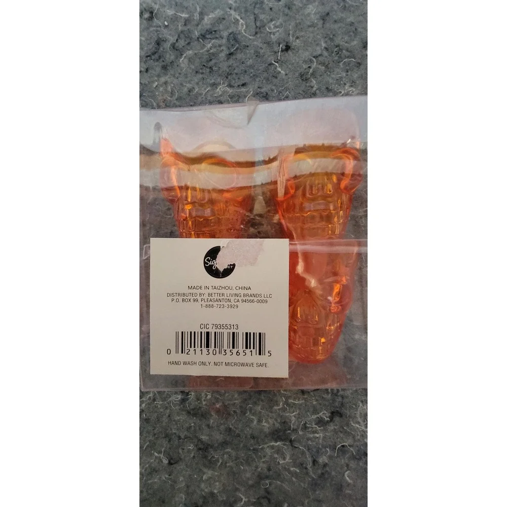 Holiday Skull‎ Plastic Orange Shot Glasses 4 per pack